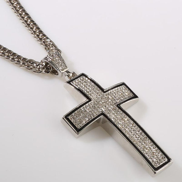 Iced Out Four Rows 18K Large Gold/Silver Cross Pendant – Too Icy