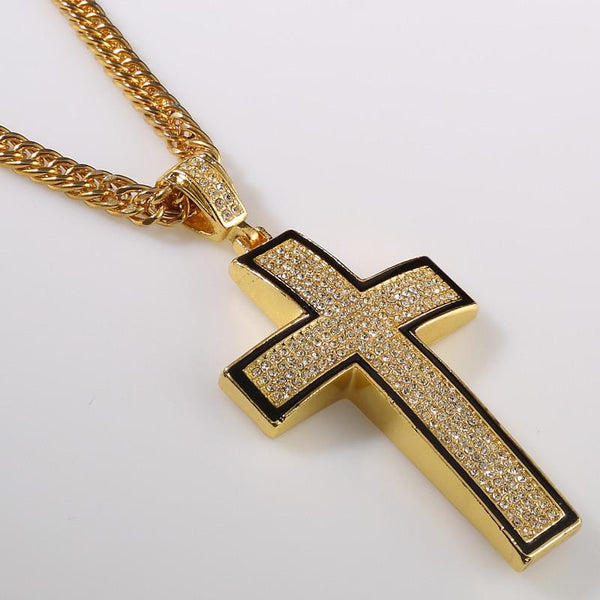 Iced Out Four Rows 18K Large Gold/Silver Cross Pendant – Too Icy