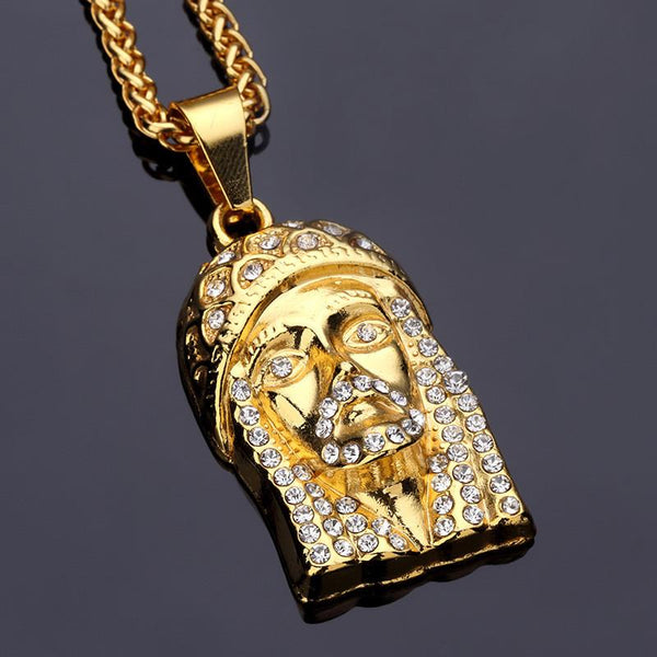 Mini Iced Out Christ 18K Gold/Silver Jesus Piece Pendant – Too Icy