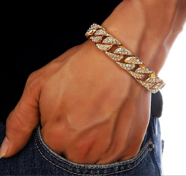 14mm Real Cuban Bracelet Gold Cuban Link Bracelet 14MM Round Solid