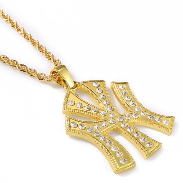 Iced Out 18K Gold/Silver New York Pendant