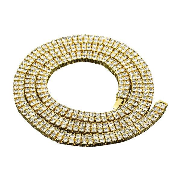 Iced Out Double Row 10mm 18K Gold/Silver Tennis Chain
