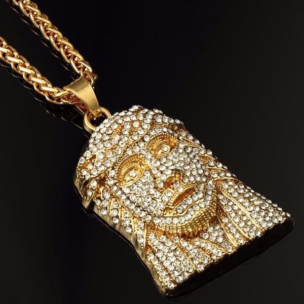 Classic Fully Iced Out 18K Gold Jesus Piece Pendant