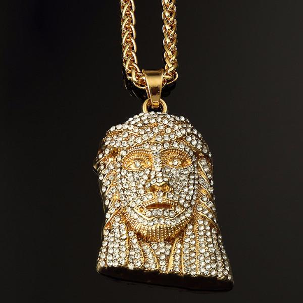 Classic Fully Iced Out 18K Gold Jesus Piece Pendant