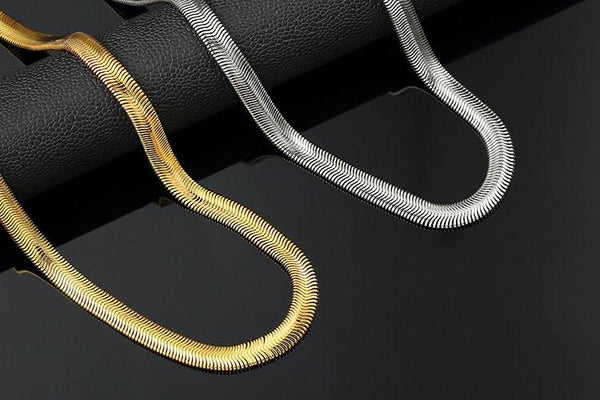 8mm 18K Gold/Silver Herringbone Chain