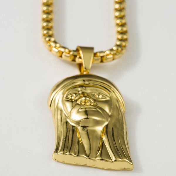 Minimalistic 18K Gold Jesus Piece Pendant
