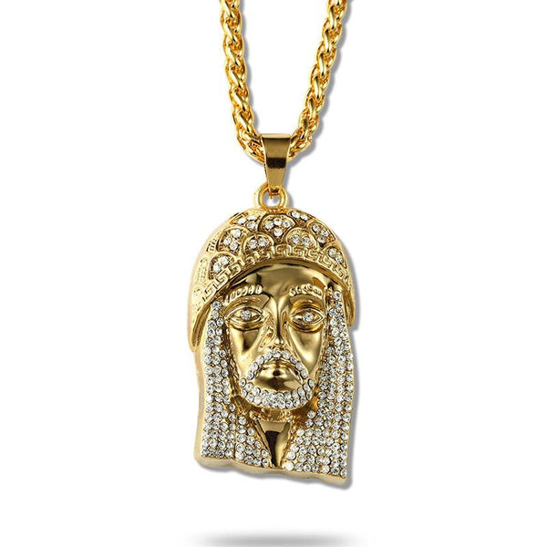Large Iced Out Christ 18K Gold/Silver Jesus Piece Pendant
