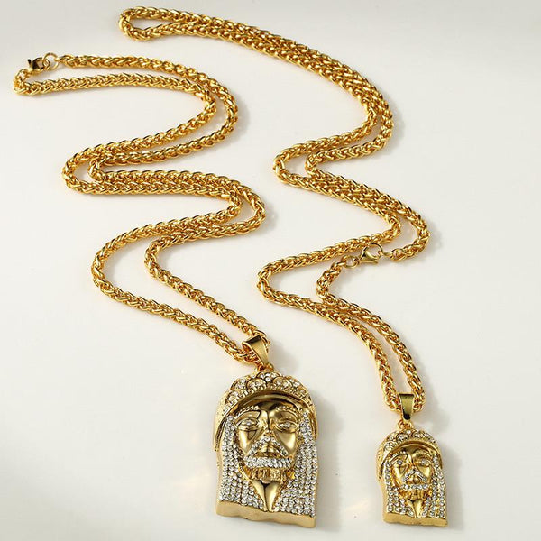 Large Iced Out Christ 18K Gold/Silver Jesus Piece Pendant