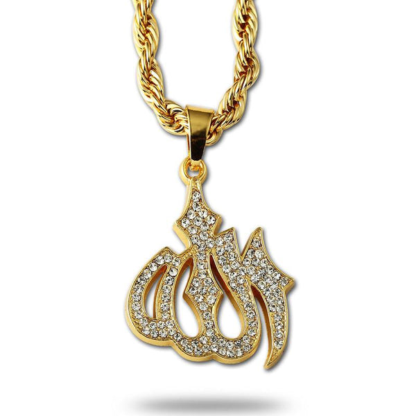 Iced Out 18K Gold Allah Pendant