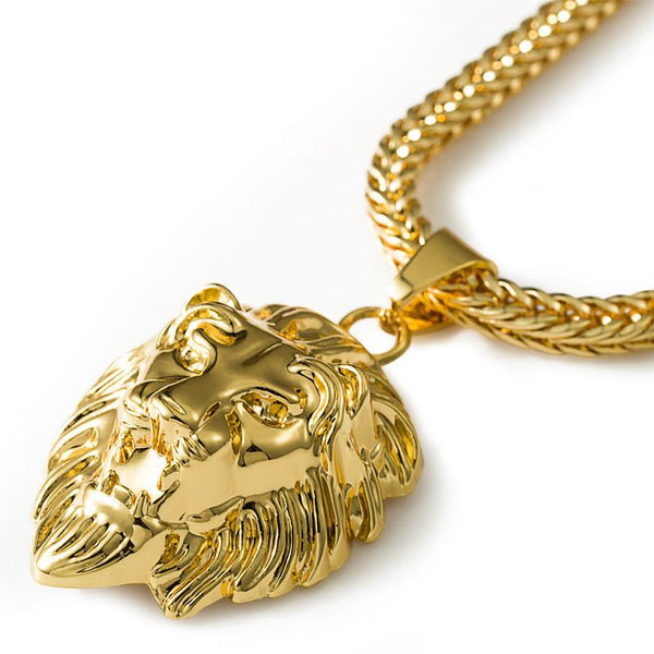 18K Gold Roaring Lion Pendant
