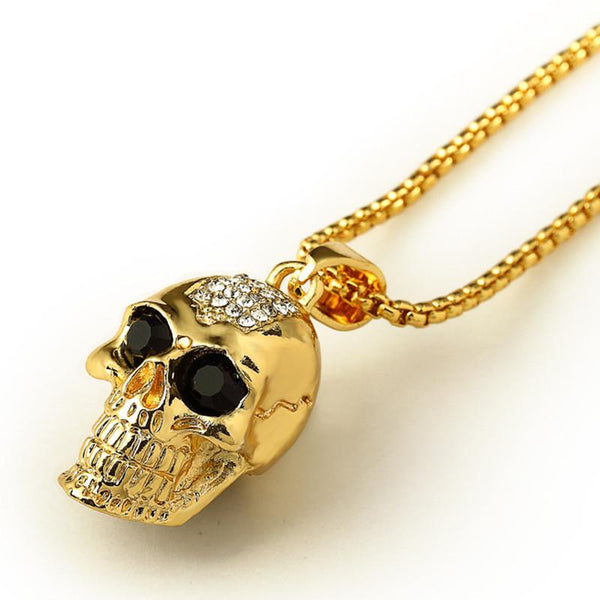 Iced Out 18K Gold Calavera Skull Pendant