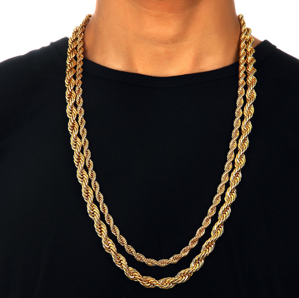 6-9mm 18K Gold French Rope Chain