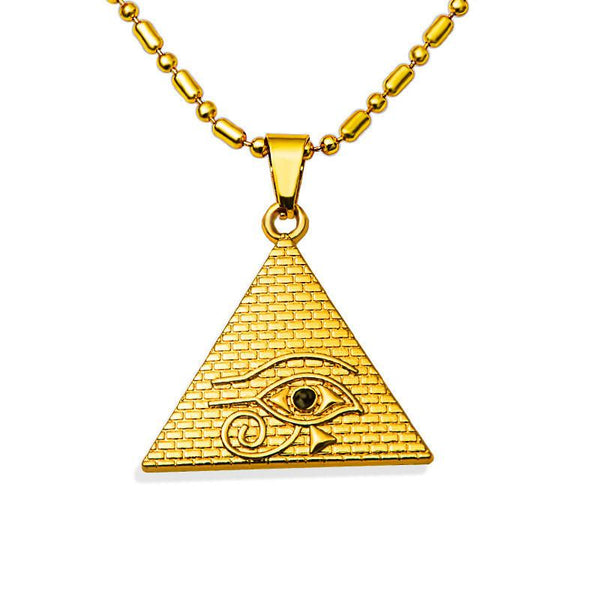 Egyptian 18K Gold Pyramid Eye Pendant