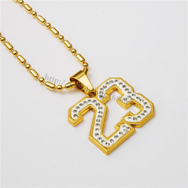 Iced Out 18K Gold Number 23 Pendant