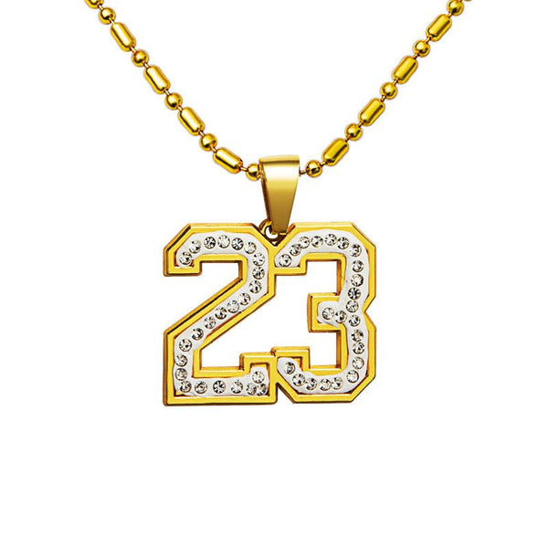 Iced Out 18K Gold Number 23 Pendant