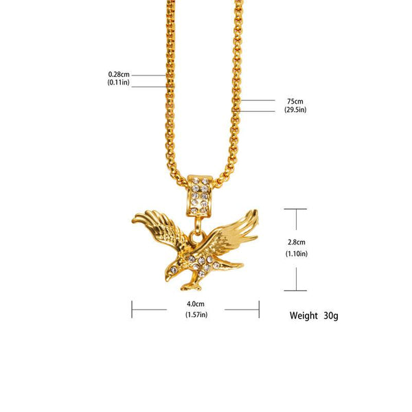 Iced Out 18K Gold Eagle Pendant