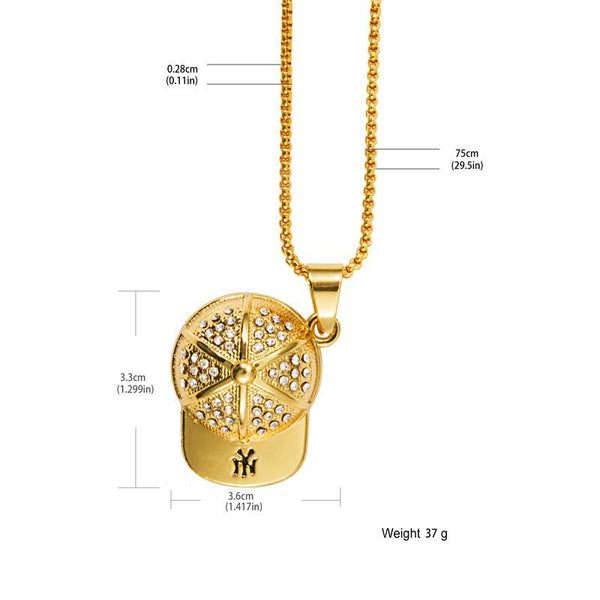 Iced Out 18K Gold New York Snapback Pendant