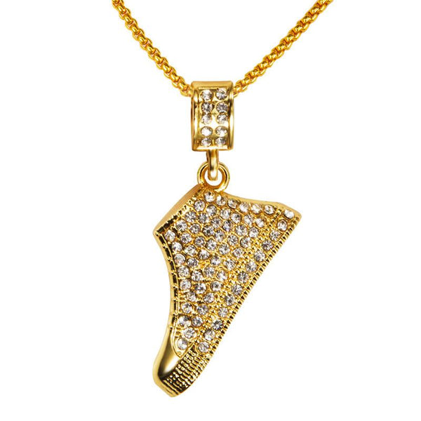 Fully Iced Out 18K Gold Sneakers Pendant