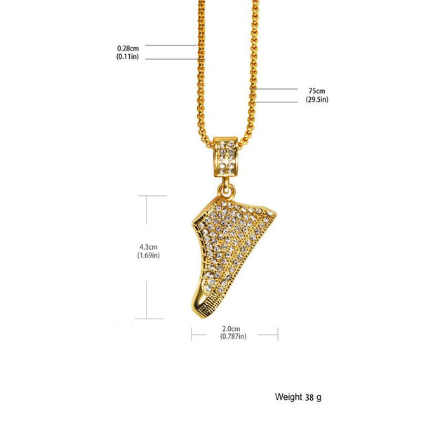 Fully Iced Out 18K Gold Sneakers Pendant