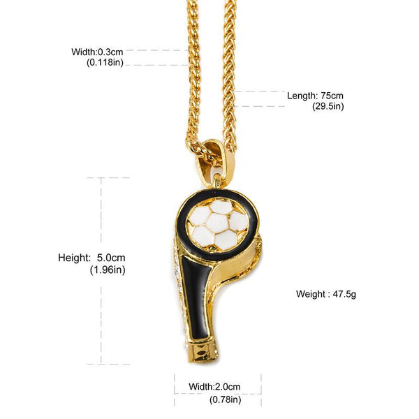 Iced Out 18K Gold Whistle Pendant