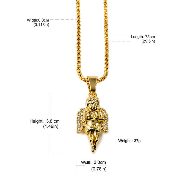 Iced Out 18K Gold Praying Angel Pendant