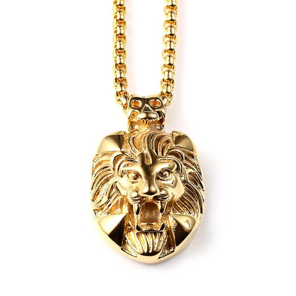 18K Gold Textured Lion Pendant