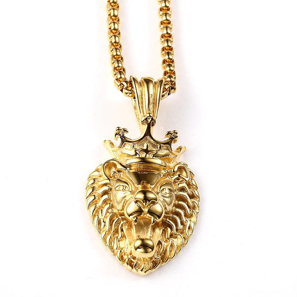 18K Gold Roaring Lion King Pendant