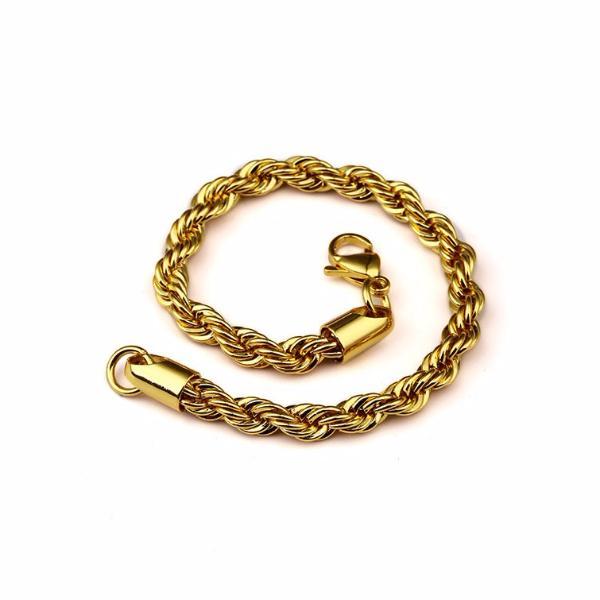 6mm 18K Gold Rope Bracelet