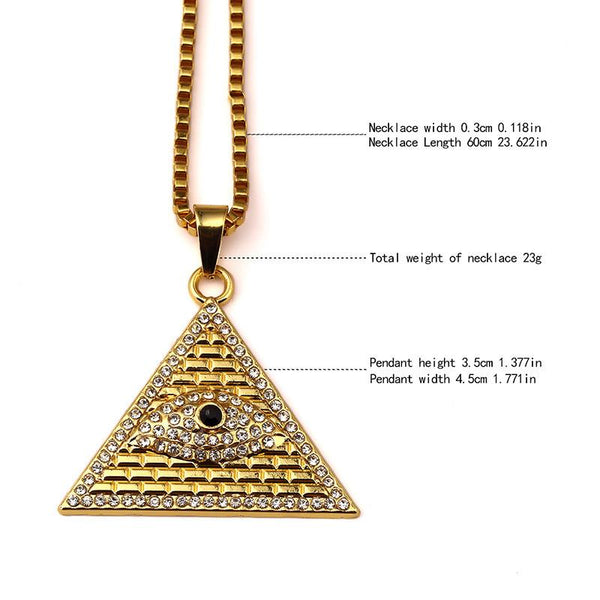Iced Out 18K Gold Eye of Providence Pendant