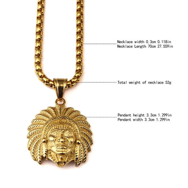 18K Gold Indian Chief Pendant [1st variation]