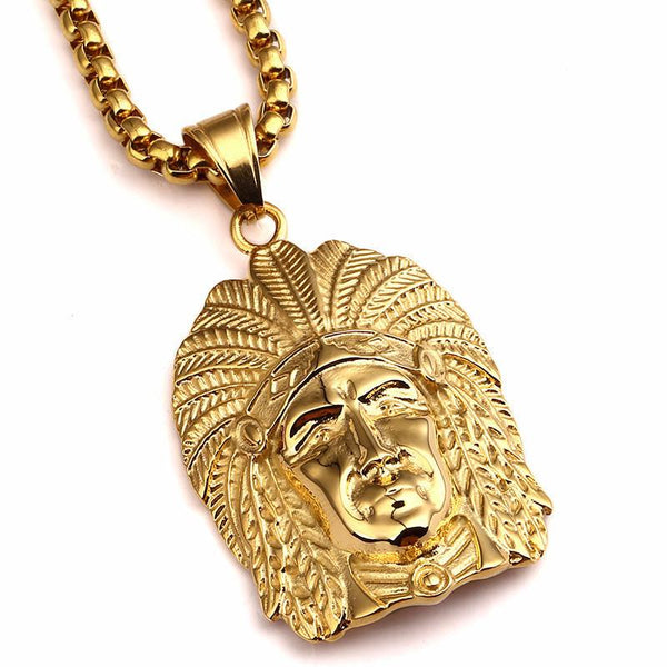 18K Gold Indian Chief Pendant [2nd variation]