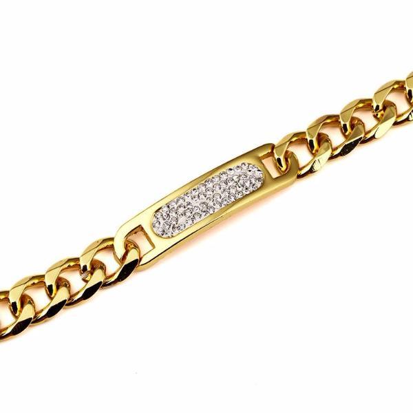 11mm 18K Gold Four-Row Rhinestone Cuban Bracelet