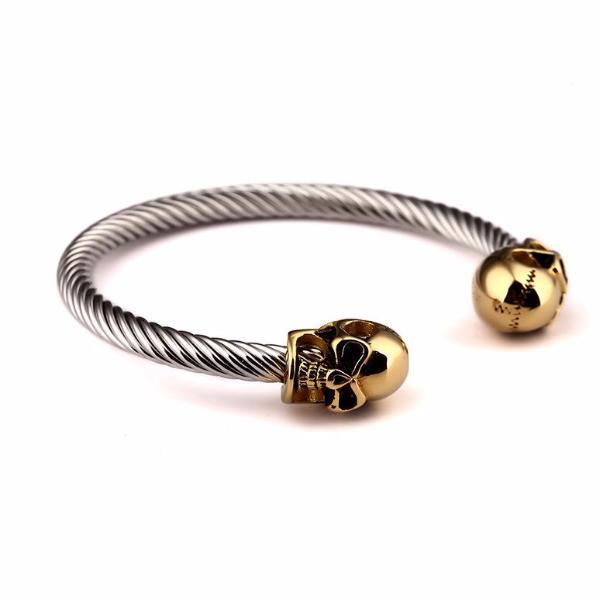 Gold Stainless Steel Skull Bracelet