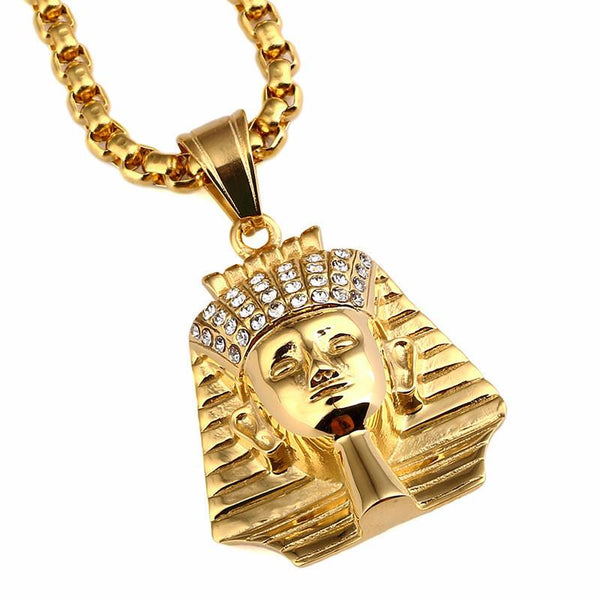 Iced Out 18K Gold King Pharaoh Pendant