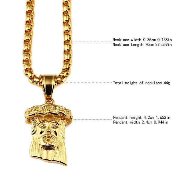 3D Crown 18K Gold Jesus Piece Pendant