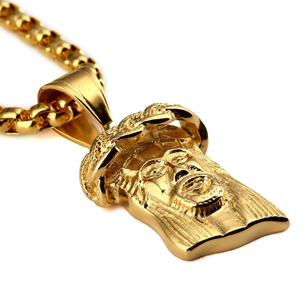 3D Crown 18K Gold Jesus Piece Pendant