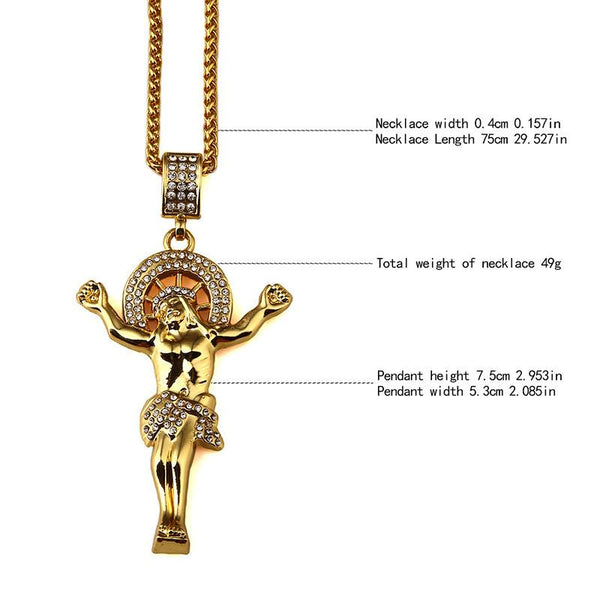 Iced Out 18K Gold King Jesus Pendant