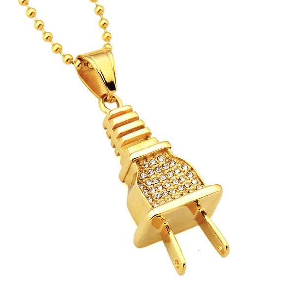 Iced Out 18K Gold Plug Pendant