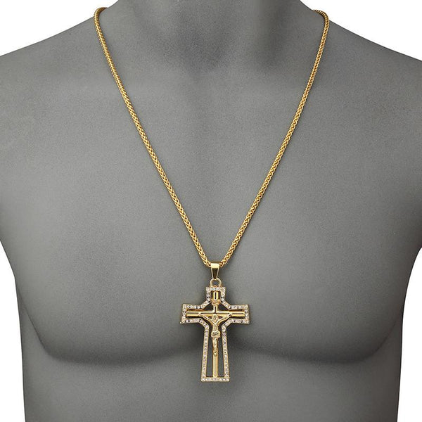 Exclusive Iced Out 18K Gold Cross Pendant