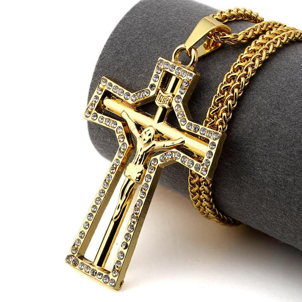 Exclusive Iced Out 18K Gold Cross Pendant