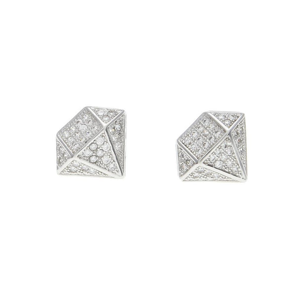 Iced Out CZ Diamond Silver Earrings