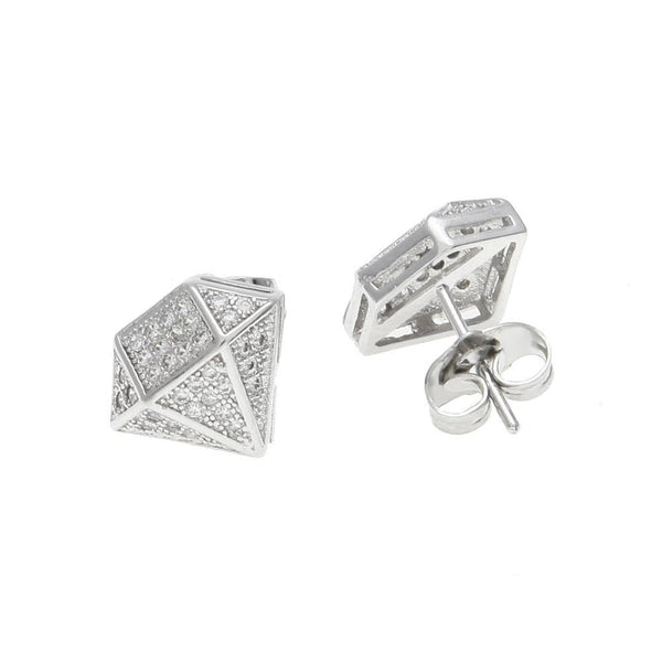 Iced Out CZ Diamond Silver Earrings