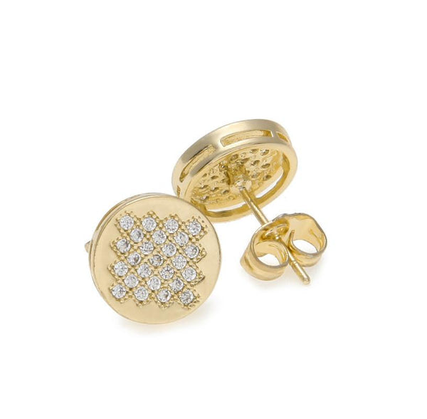 CZ Round Gold Earrings