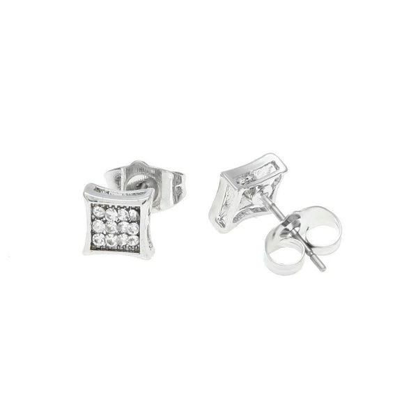 Iced Out 18K Square Gold/Silver Earrings