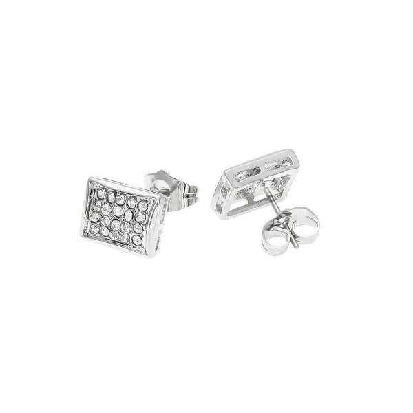 Iced Out 18K Gold/Silver Four Rows Earrings