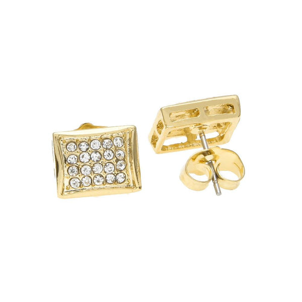 Iced Out 18K Gold/Silver Four Rows Earrings