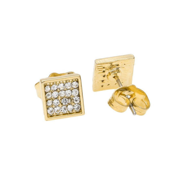 Iced Out 18K Five Rows Gold/Silver Earrings