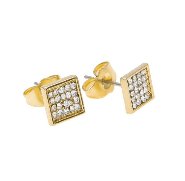 Iced Out 18K Five Rows Gold/Silver Earrings