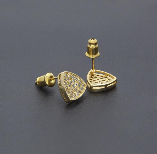 18K CZ Triangle Gold Earrings
