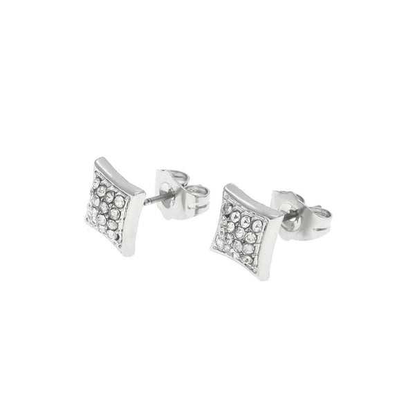Rhinestone Four Rows Silver Earrings